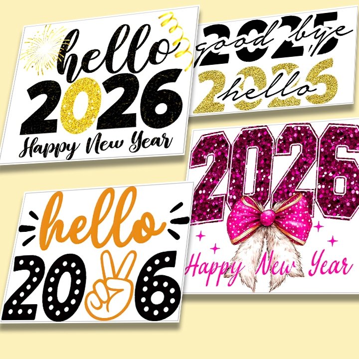 IRON ON New Year 2026 Designs A4 sizes
